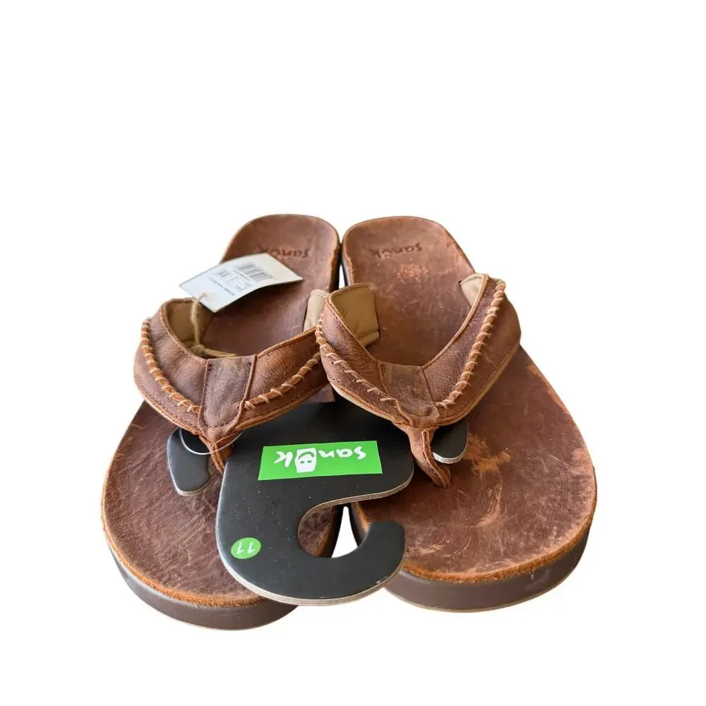 Sanuk Men's Saddle Tan Cosmic Yoga Mat Lx Flip Flop Sandals Size 11